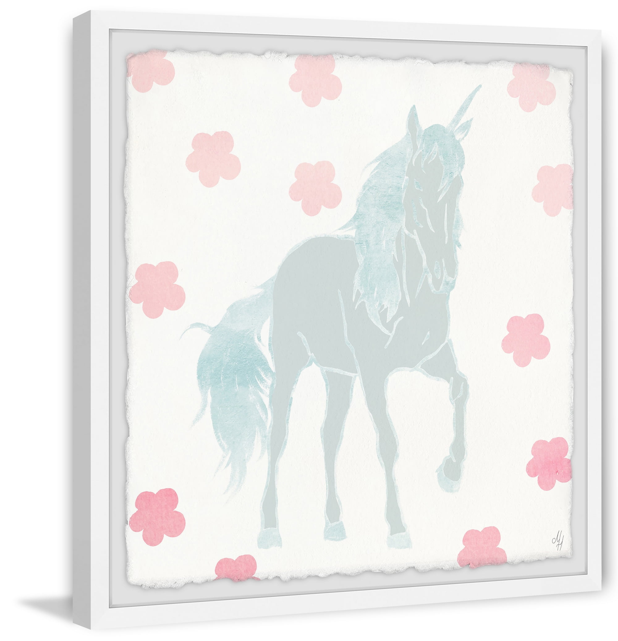 Marmont Hill Floral Unicorn Framed Wall Art