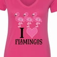 thumbnail image 4 of Inktastic I Love Flamingos Pink Bird Women's V-Neck T-Shirt, 4 of 5