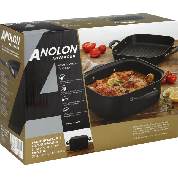 Anolon Advanced Nonstick 2in1 Square Grill Pan and Square Roaster