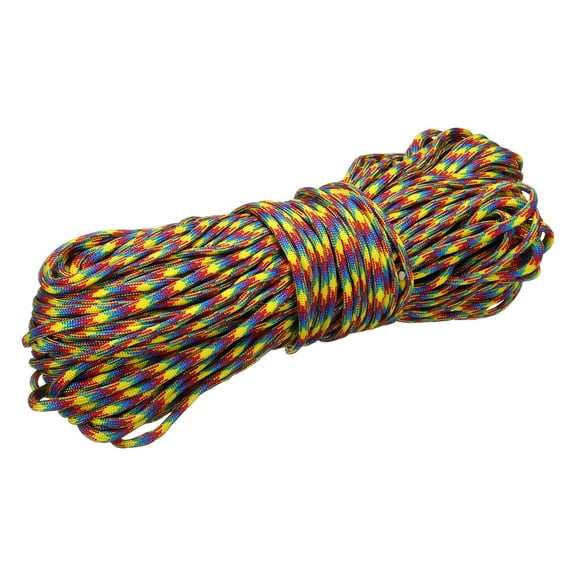 Uxcell 1/8" Paracord Rope, 200ft 7 Strand Heavy Duty Camping Rope Braided Polypropylene Ropes, Lightweight Tie-Downs Utility Cord for Marine, Indoor & Outdoor, Red/Yellow