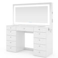 thumbnail image 6 of Boahaus Lydia Modern Vanity Desk with Mirror, Speakers, Lights & Charging Station, White, 6 of 9