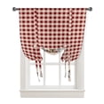 thumbnail image 4 of Country Star Berry Retro Red Plaid Window Curtain Tie Up Curtains for Kitchen Living Room Adjustable Rod Pocket Drapes, 4 of 6
