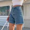 thumbnail image 4 of Womens Jean Shorts Button Ruffle Casual Shorts with Pockets Trendy High Rise Denim Shorts, 4 of 5