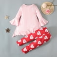 thumbnail image 6 of Toddler Baby Girl Sets 2 Piece Outfits Valentine's Day Children's Girl's Clothing Trumpet Sleeve Top Pants Pattern Two-piece Set For Every Holiday Legging Set 2, 6 of 9
