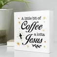 thumbnail image 3 of Zomyto 7x7 In Funny A Little Bit of Coffee A lotta Jesus Wooden Box Sign Rustic Coffee Sign, 3 of 6