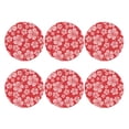 thumbnail image 2 of Fuzoiu Red Hibiscus Flower Print Leather Coasters Set,Drink Coasters Set of 6,for Tabletop Protection, Durable PVC Coasters,Home Décor and Housewarming Gift,Round Shape, 2 of 7