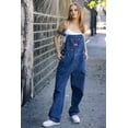 thumbnail image 5 of Revolt Plus Size Women's Juniors Baggy Straight Leg Denim Overalls (14, Denim/Gold ST), 5 of 5