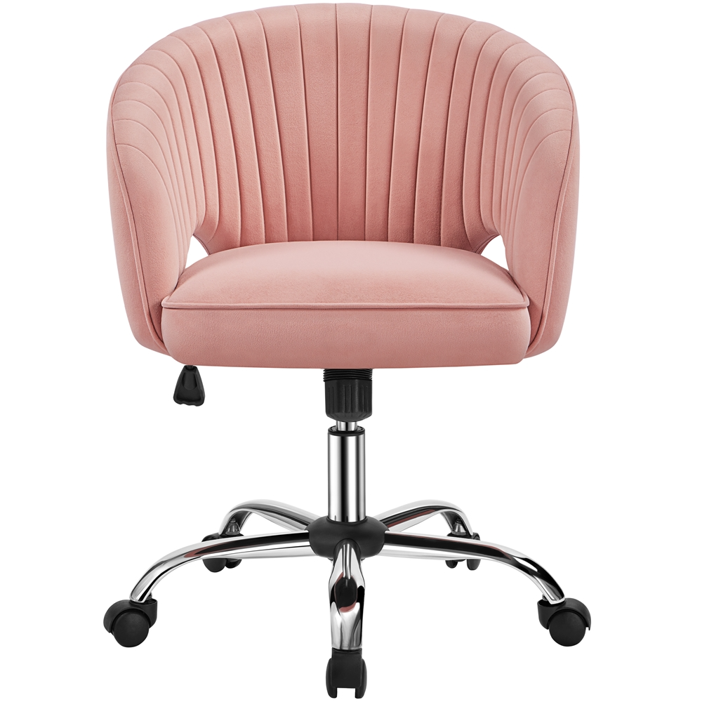 Alden Design Adjustable Tufted Velvet Office Chair with Barrel Back for Home Office, Pink