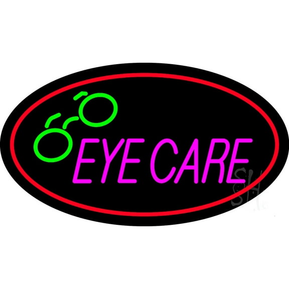 Oval Eye Care Animated LED Neon Sign 20 x 37 - inches, Black Square Cut Acrylic Backing, with Dimmer - Bright and Premium built indoor LED Neon Sign for Defence Force.