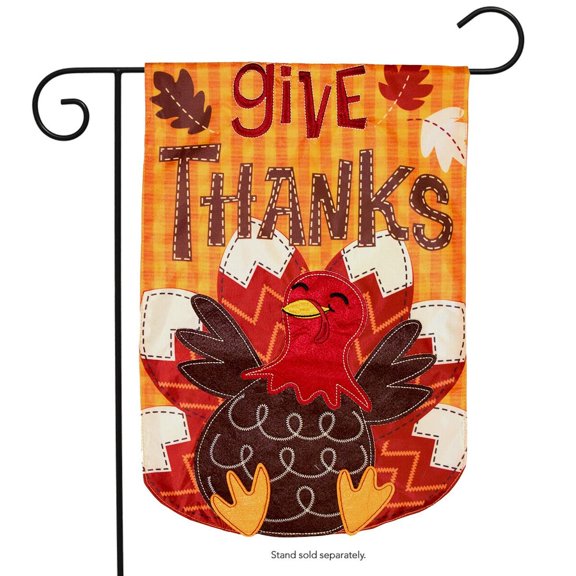 Turkey Thanksgiving Applique Garden Flag Holiday 12.5" x 18" Briarwood Lane