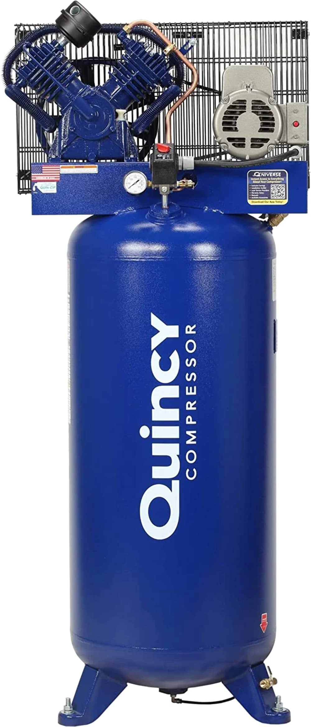 Quincy Compressors 54 HP 60 Gallon Voltertical Air Compressor QT 54 HP 60 Gallon Two Stage 230V 1 Phase Vertical PRO