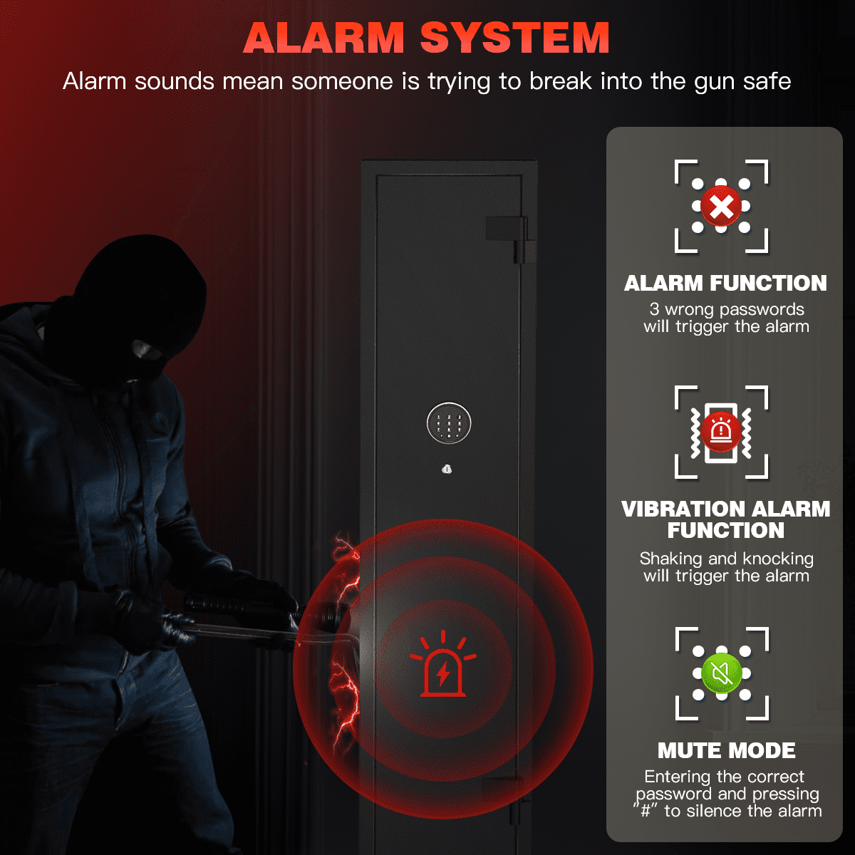 Gemaisil 2-4 Long Gun Safes, Quick Access Gun Cabinets with Alarm System & Gun Racks, Rifle & Pistol Security Cabinet for Home Storage