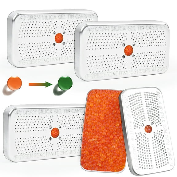 LotFancy 4Pack 40G Silica Gel Desiccant Canisters, Reusable Safe Indicating Dehumidifier Desiccant
