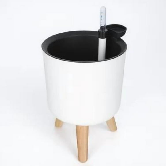 Supvox Modern White Plastic Self Watering Planter with Stand and Water Indicator