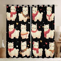 Feelyou Kids Cartoon Alpaca Curtains Pack of 2 (42x84 Each), Kawaii Animal Loveer Curtains Blackout, Cute Love Heart Bedroom Curtains, Window Curtains Bedroom Decor