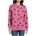 thumbnail image 4 of Enjoytime Womens Hoodies Hearts Printed Long Sleeve Casual Sweatshirt Fall Winter Fashion Trendy Pullover Sweatshirts Hot Pink M, 4 of 6