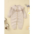 thumbnail image 2 of Wassery Baby Girls Boys Knit Sweater Jumpsuits Infant Solid Color Romper Ruffles Long Sleeve Knit Straps Playsuits 3M 6M 9M 12M 18M Newborn Fall Clothes, 2 of 8