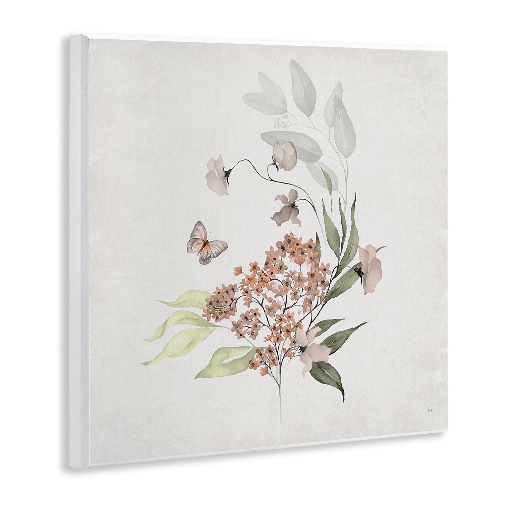 Stupell Industries Orchid Florals & Butterfly Plants & Flowers Painting Unframed Art Print Wall Art, 12 x 12
