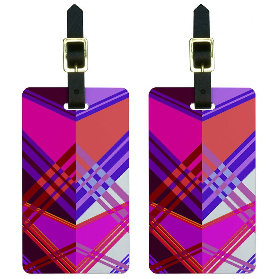 Graphics and More - Geometric Magenta Purple Luggage Tags Suitcase ...