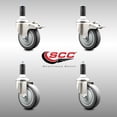 thumbnail image 2 of 4 Inch 316SS Thermoplastic Rubber Swivel 1-1/8 Inch Stem Caster Set 2 Lock Brake, 2 of 2