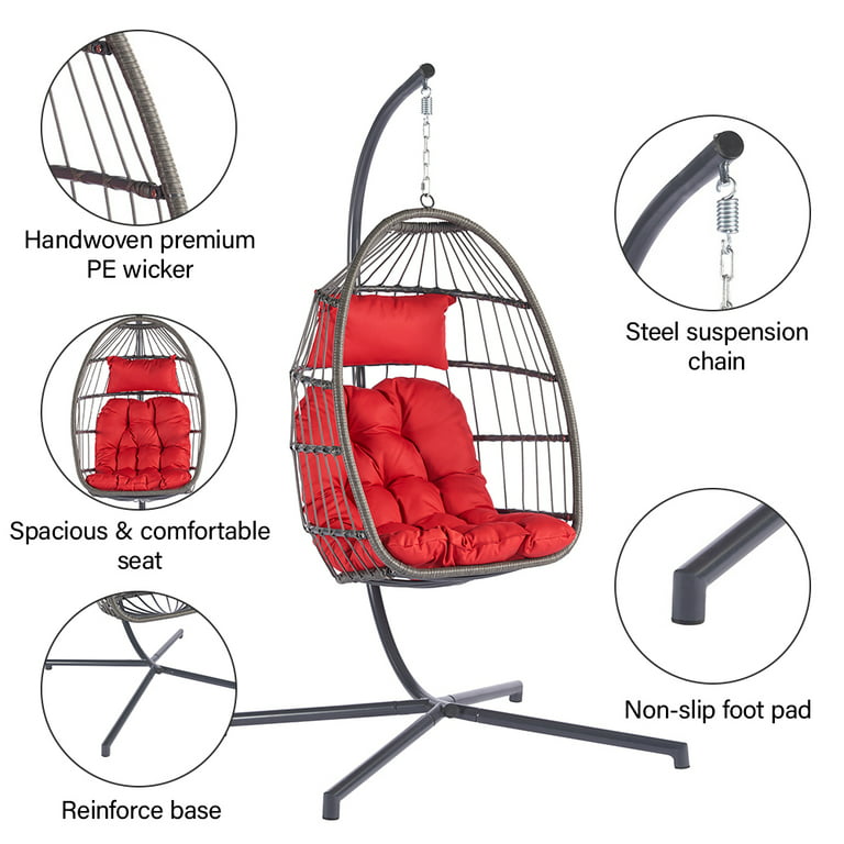 Egg Chair Outdoor Basket Chairs - 4 PC Wicker Patio Egg Cocoon Chairs Set  with 2 Chairs and 2 Ottomans Rattan Teardrop Cuddle Chair for Indoor  Bedroom