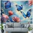 thumbnail image 4 of Butterfly Tapestry Tulips Floral Aesthetic Butterfly Nature Plants Spring Fairy Tale Blue Room Decor Wall Art Backdrop for College Bedroom Living Room Decorations Tapestry, 4 of 6