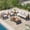 4PCS-Beige, variant on 4-Piece Outdoor Patio Conversation Set, Modern Iron Patio Furniture Set for 5 People with Acacia Wood Armrests Removable Cushion and Solid Wood Coffee Table for Garden and Backyard, Beige