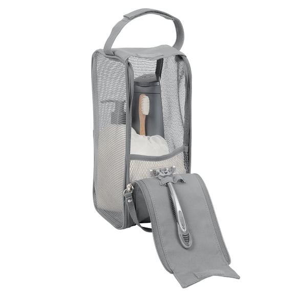 Neceser de malla colgante Simplify, organizador de viaje, gris