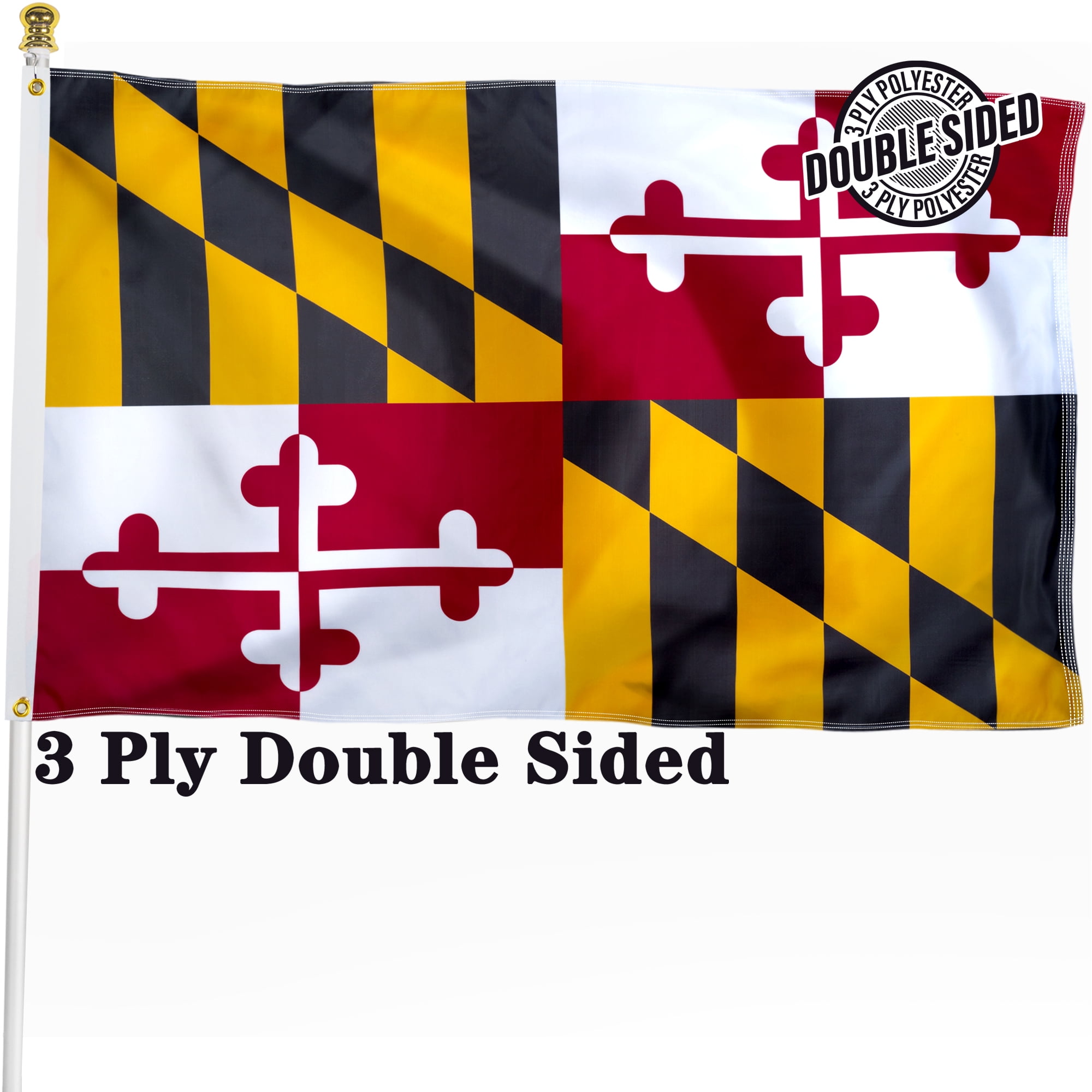 DANF Double Sided Maryland State Flag 3x5 ft, Heavy Duty 3 Ply Durable