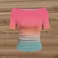 thumbnail image 6 of Bovxnpu Womens Short Sleeve T Shirts Printed T-Shirt Short Sleeve Crew Neck Ruched Side Slim Tops Summer Tops, 6 of 8