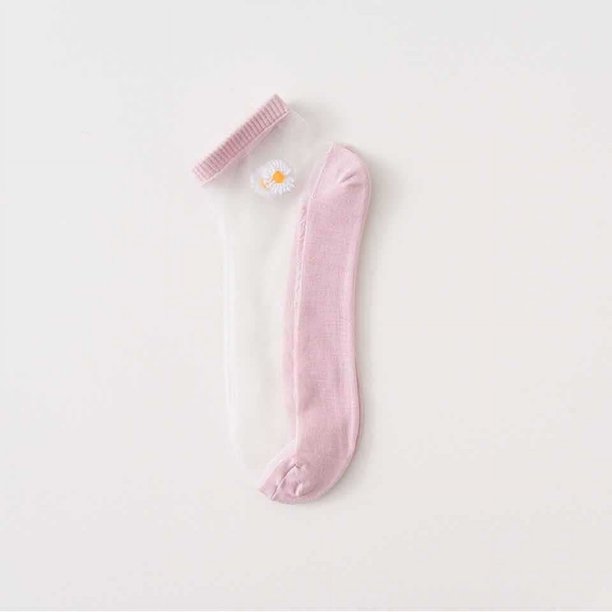 Calcetines de margaritas pequeñas, medias de cristal, calcetines finos de verano para mujer, medias transpirables, calcetines desodorantes, calcetines poco profundos, calcetines de suelo