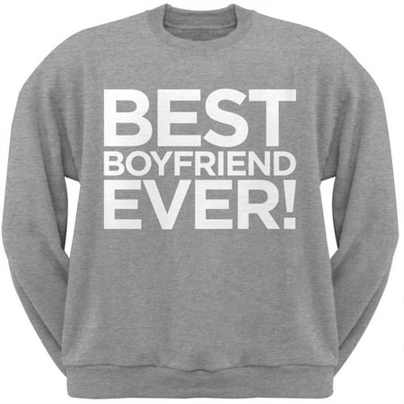 Valentine's Day - Best Boyfriend Ever Grey Adult Crew Neck (Best Crew Neck Sweatshirt Brand)