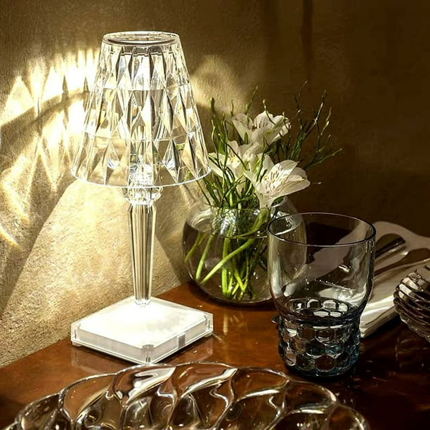 Lampe de Table en Cristal, Lampe Cristal Lampe de Chevet Chambre