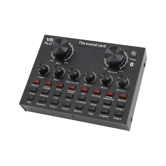Card Sound Mixer Board Digital Display BT2.1 External Live Sound Card 2.1 Channel for Live Streaming Black 5V