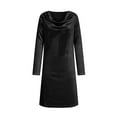 thumbnail image 4 of Velvet Cocktail Dress,Womens Elegant Velvet Cowl Neck Dress Solid Color Long Sleeve Casual Soft Luxurious formal Evening Party Fashion Outfit Black S, 4 of 9