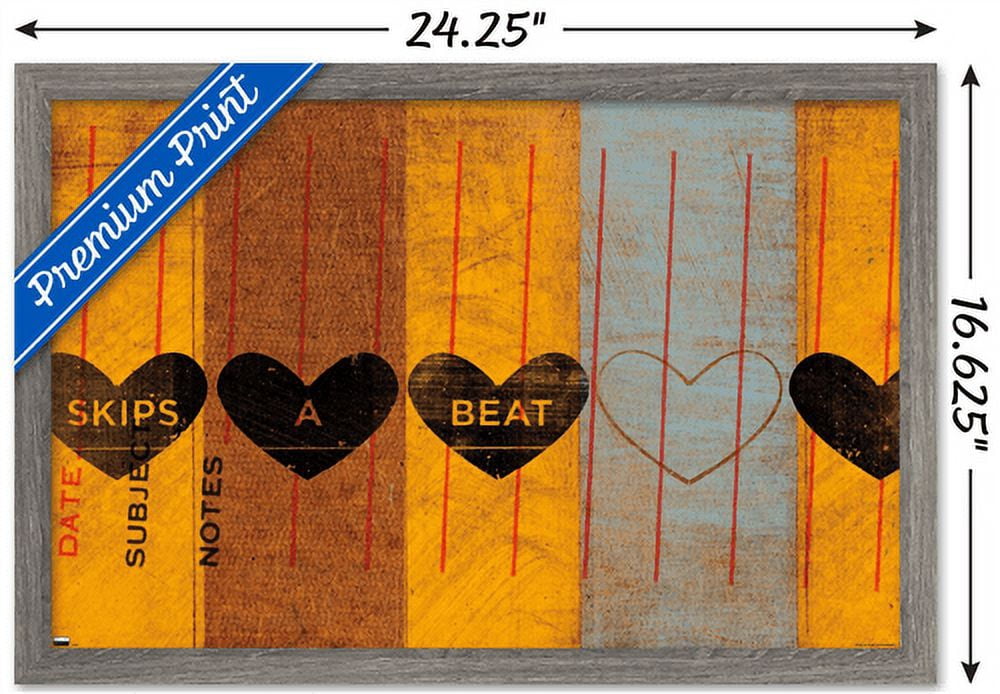 John W. Golden - Skips a Beat Wall Poster, 14.725" x 22.375", Framed