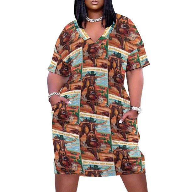 Iarthappy alce locos no alce con Texas vestido suelto con bolsillo vestidos elegantes para mujer