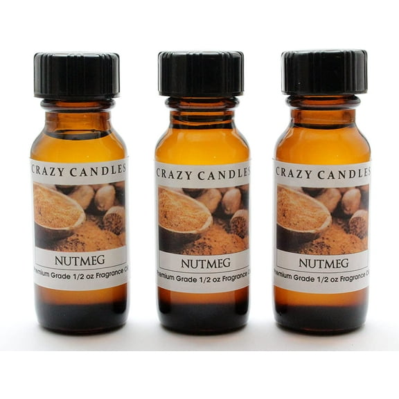 Crazy Candles Nutmeg (Baking Spices Aroma) 3 Bottles 1/2 Fl Oz Each (15ml) Premium Grade Scented Fragrance Oil Made in USA