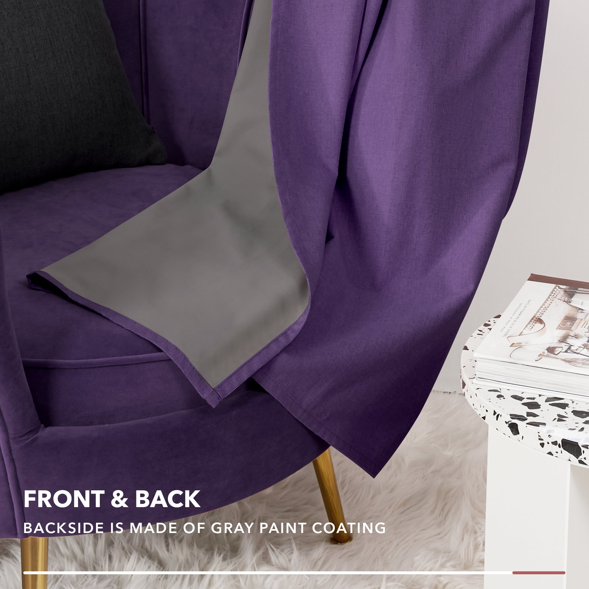 Deconovo 100% Blackout Curtains 84" Long for Bedroom Full Room Darkening Grommet Curtains, 52 x 84" Purple Grape, Set of 2