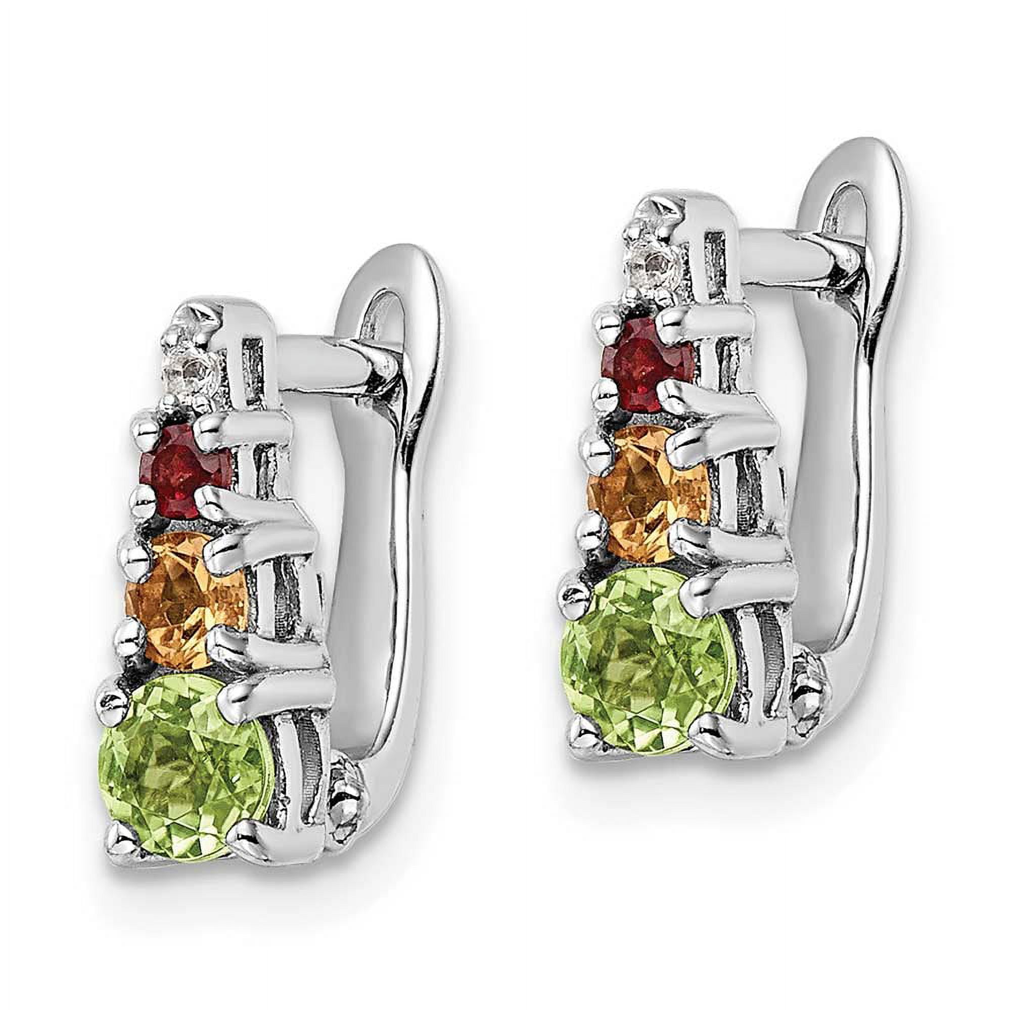 Finest Gold Sterling Silver Rhodium-Plated 0.85 CTW PE-CI-GA-WT Hinged Earrings