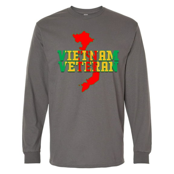 Inktastic Vietnam Veteran in Green Gold and Red Long Sleeve T-Shirt