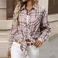 thumbnail image 6 of Womens Fall Outfits Fashion Clothes Shackets Flannel Plaid Button Down Long Sleeve Shirts Jackets Pink M, 6 of 6