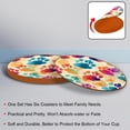 thumbnail image 4 of Dog Paw Print 6Pcs Round Microfiber Leather Bar Coasters, 11x11 cm/4.3x4.3 in, Drink Mats for Home and Kitchen, Absorbent Cup Coasters Set for Drinks, 4 of 6