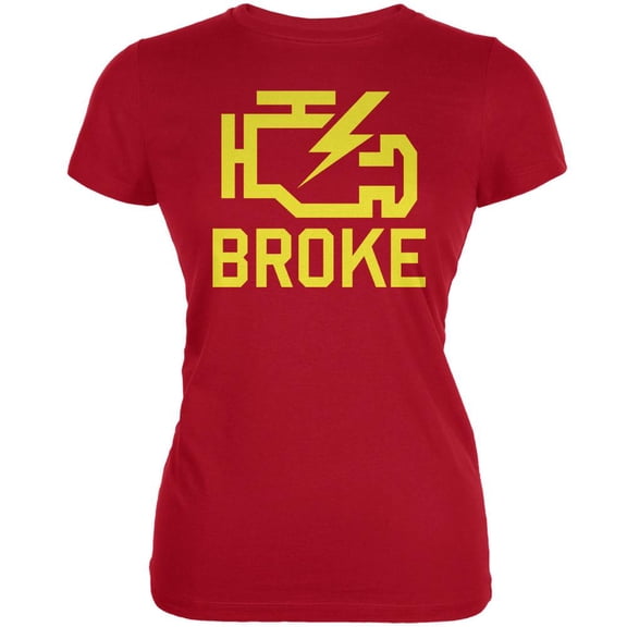Automotive Broke Engine Light Red Juniors Soft T-Shirt - X-Large