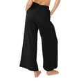 thumbnail image 3 of High Waisted Wide Leg Pants Straight Pure Color Elastic Waisted Wide Leg Trousers for Women Lady Black L, 3 of 5