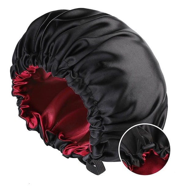 Gorro térmico de acondicionamiento profundo Gorro térmico apto para microondas para peinar y tratar el cabello con vapor Gorro de vapor Terapia de cuidado del cabello con vapor negro + rojo
