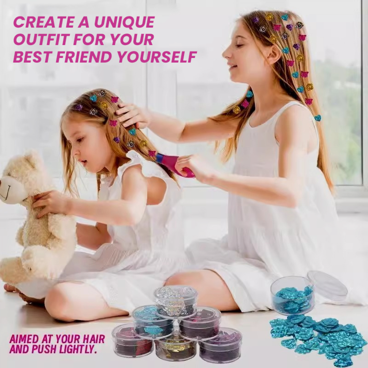 Hair Gem Stamper Kit, Hair Jewels for Girls DIY Toys, Hair Styling Tool with Reusable Shining Hair Accessory, Birthday Christmas Gifts for Girls