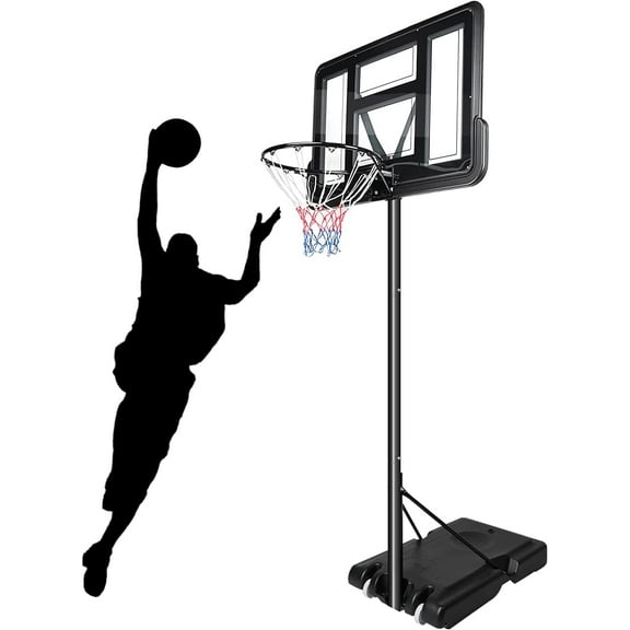 Dripex Portable Basketball Hoop & Goal Adjustable Height 4.4 -10FT, 43 Basketball Backboard Stand with Wheels & Fillable Base Professional Court System for Adults Teenagers Indoor/ Outdoor, Black