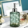 thumbnail image 5 of WEGFTDUOP Rhombus Green Glass Soap Dispenser 350 ml, Press Pump Empty Bottle for Kitchen & Bathroom, Refillable Shampoo Shower Gel Container, 18 cm Tall, 5 of 6