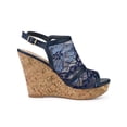 thumbnail image 3 of BLISSFUL STEP Chaussures pour Femmes Sandales à Talon Compensé à Plateforme à Bout Ouvert avec Lacets Bleu Foncé 7, 3 of 7